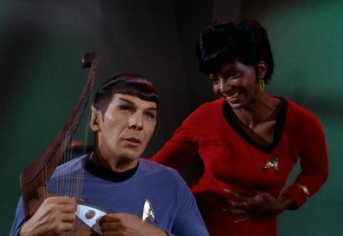 Uhura flirts with Spock